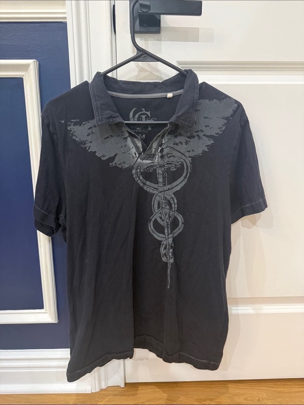 Guess Black Polo with Gray Serpent Graphic